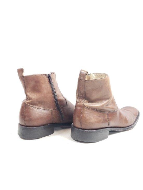 Kenneth Cole Mens Size 12 Brown Leather Ankle Boots Side Zipper main image 6